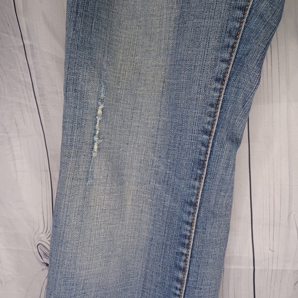 Vigoss Lightly Distressed Boot Cut Blue Denim Jeans - Picture 5 of 16